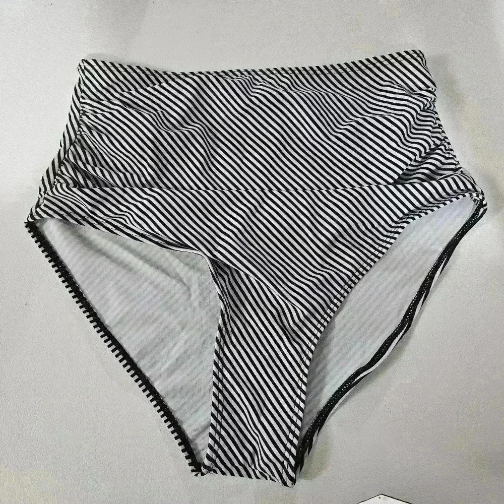Amazon striped high waist swim bottoms!